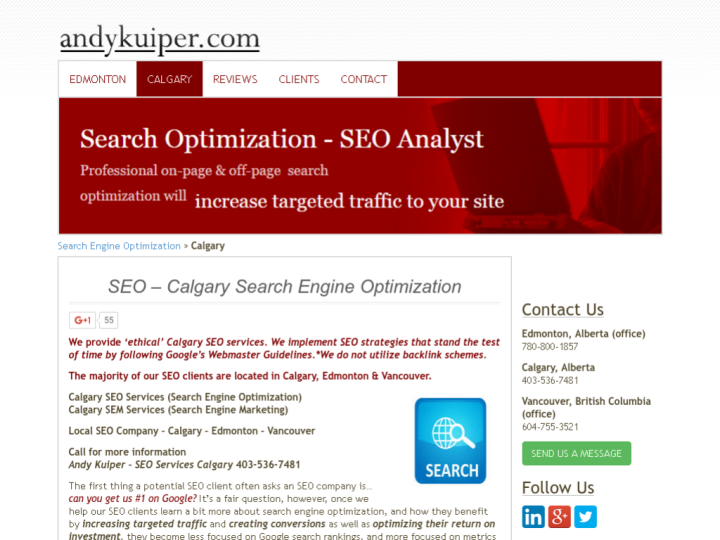 Andy Kuiper  SEO Services Calgary Profile, News, Client Reviews & Ratings At 10SEOS