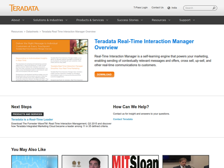 Teradata Real-Time Interaction Manager