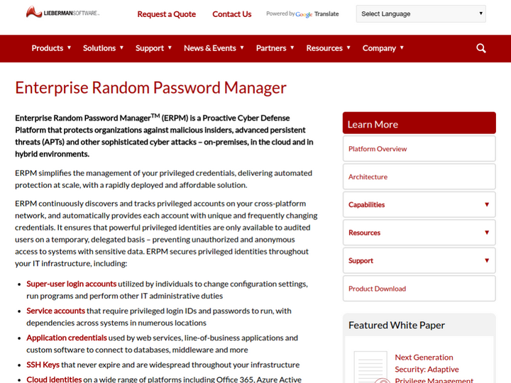 Lieberman Enterprise Random Password Manager