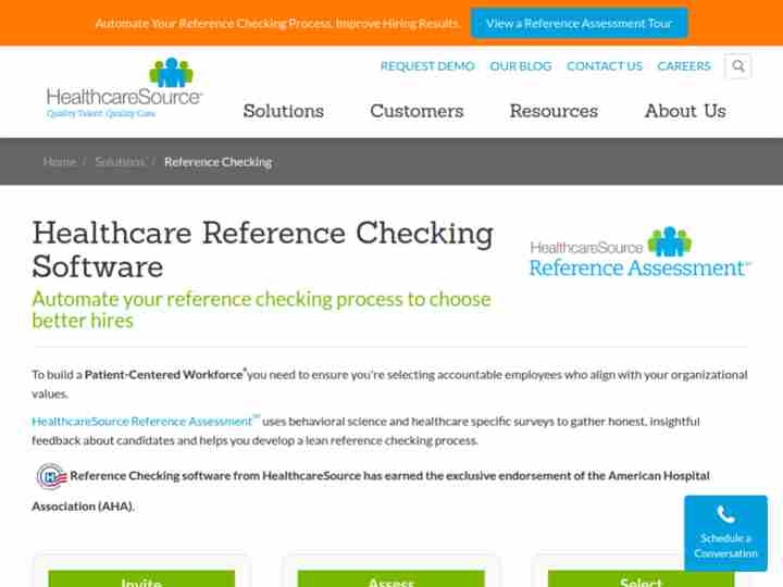 HealthcareSource Reference Assessment