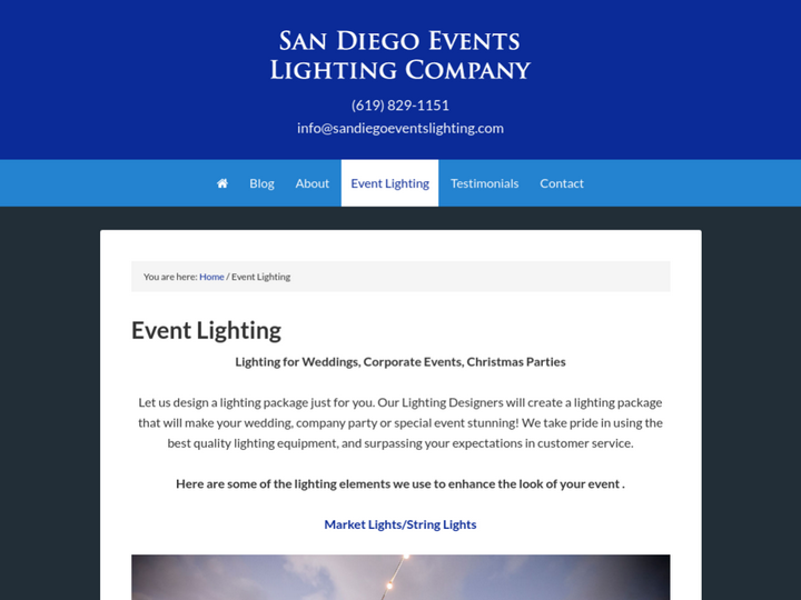 San Diego Events Lighting Company
