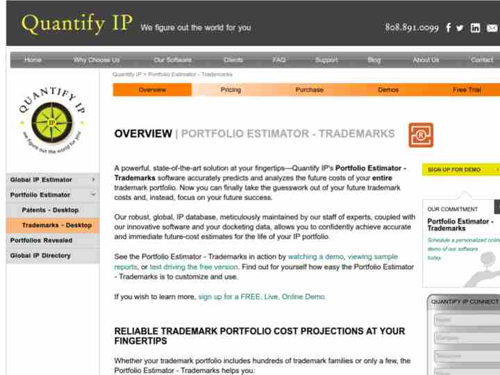Quantify IP Portfolio Estimator - Trademarks